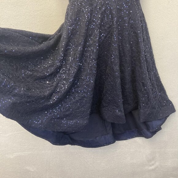 Vintage Y2K B. Smart Fit & Flare Lace Sequin Dress Womens 7 Navy Blue Cocktail - Picture 6 of 16